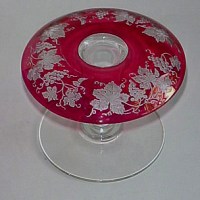 Seneca #   3 Candlesticks w/ Grape Etch