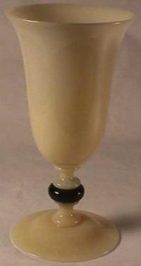 Steuben #7338 Ivory and Mirror Black Goblet