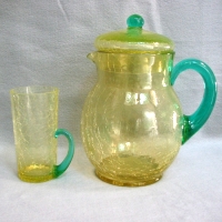 Utility Crackle Bi-Color Covered Jug & Handled Tumbler