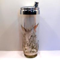 West Virginia Glass Specialty Cocktail Shaker w/ Rockwell Silver Overlay