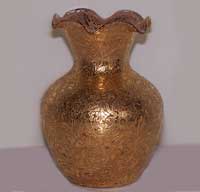 West Virginia Glass Specialty Vase w/ All-Over Gold Overlay