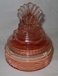 L. E. Smith Art Deco Pleated Fan Powder Box