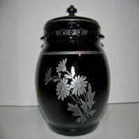 L. E. Smith Cookie Jar w/ Silver Decoration