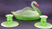 L. E. Smith Swan Console and Candlesticks