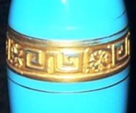 Cambridge #2011 Etch on Azurite Vase/Candlestick