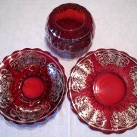 New Martinsville #  45 Janice Ruby Platter & Bowls