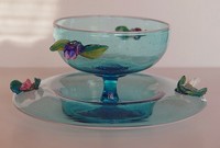 Unknown Dessert Set w/ Applied Flowers