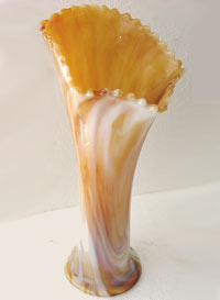 Bournique Candlewick-Lookalike Vase in Caramel Slag
