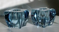 Skruf Aquamarine Candlesticks