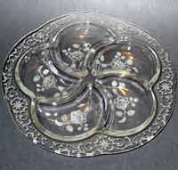 Fostoria # 316 Midnight Rose Etch on 2440 Plate
