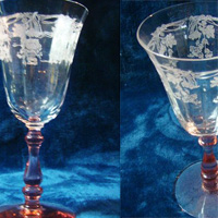 Central Unknown Line Bi-Color Goblet w/ #5 Scott's Morning Glory Etch