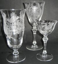 Tiffin #17392 Stemware with Persian Pheasant Etch