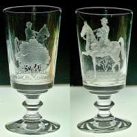 Heisey #4002 Aqua Caliente Cocktail w/ #463 Equestrian Etch