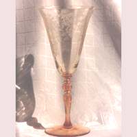 Cambridge #3035 Bi-Color Goblet w/ #744 Apple Blossom Etch
