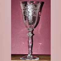 Cambridge #3120 Goblet w/ #744 Apple Blossom Etch