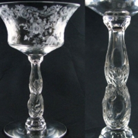 Cambridge #3625 Saucer Champage w/ # 772 Chantilly Etch