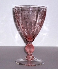 Cambridge #1069 Water Goblet w/ Apple Blossom Etch