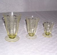 Cambridge #3130 Tumblers w/ Apple Blossom Etch