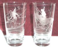 Heisey # 496 Skier & # 495 Polo Player Etches