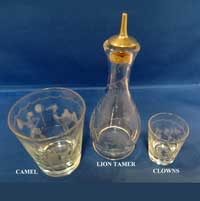 Heisey Oakwood Barware with Circus Etch