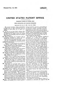 U. S. Glass Container Lid Patent 1836521-2