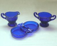 Summit Art Glass Gadroon Cream, Sugar & Reproduction Tray