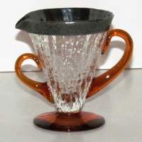 Bryce Two-Handled Bi-Color Creamer w/ Tiffin Rambler Rose Platinum Border