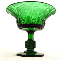 L. G. Wright #72-1 Daisy & Cube Compote w/ Forest Etch