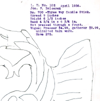 L. E. Smith # 700 Triple Candleholder Drawing