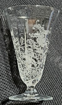 Morgantown # 7604½ Heirloom Footed Tumbler w/ Adair Etch