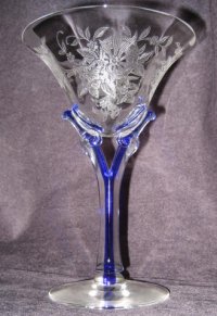 Morgantown # 7684 Yale Blue Filament, Floret Etch