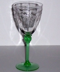 Morgantown # 7624 Water Goblet w/ #760 Kyoto Etch