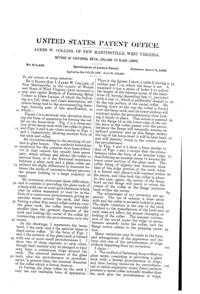 New Martinsville Method of Attaching Lamp Collars Patent  814432-2