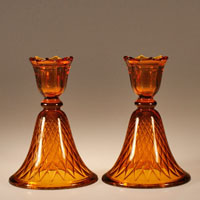 U. S. Glass #  333 Diamond Optic Candlesticks