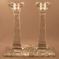 Heisey #  21 Aristocrat Candlesticks w/ Cornflower Cutting
